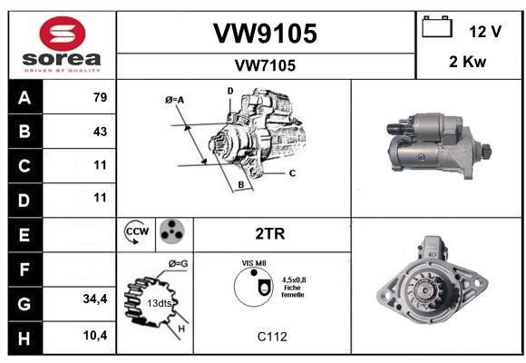 SNRA VW9105 Starter VW9105