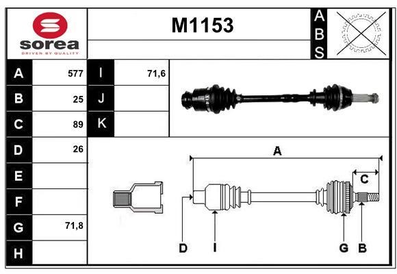 SNRA M1153 Drive shaft M1153