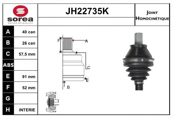 SNRA JH22735K Joint kit, drive shaft JH22735K