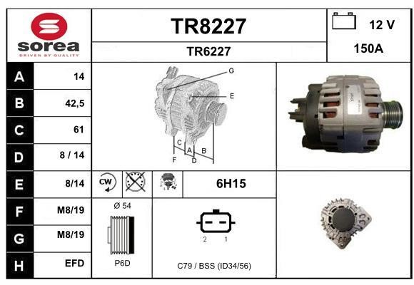 SNRA TR8227 Alternator TR8227