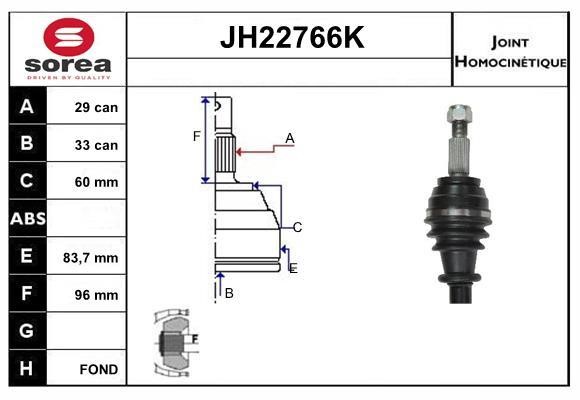SNRA JH22766K Joint kit, drive shaft JH22766K