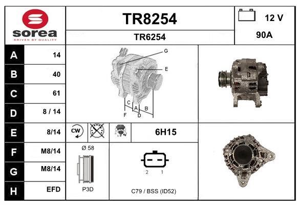 SNRA TR8254 Alternator TR8254