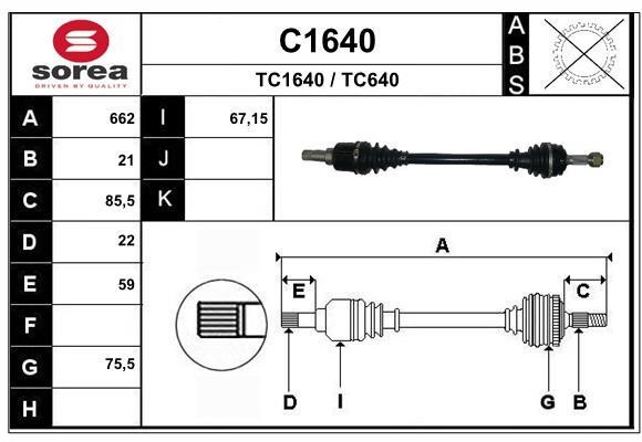 SNRA C1640 Drive Shaft C1640