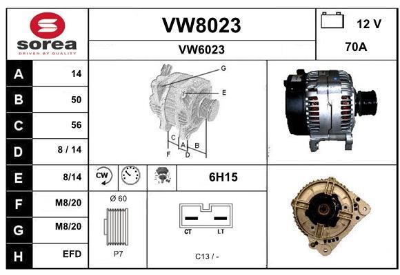 SNRA VW8023 Alternator VW8023