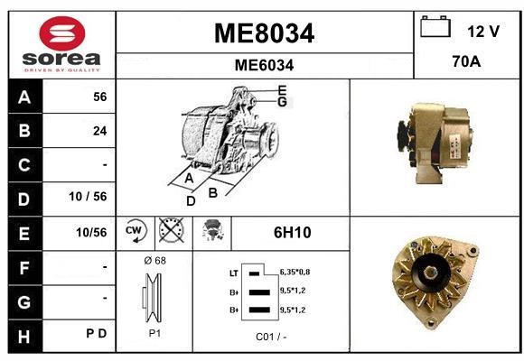 SNRA ME8034 Alternator ME8034