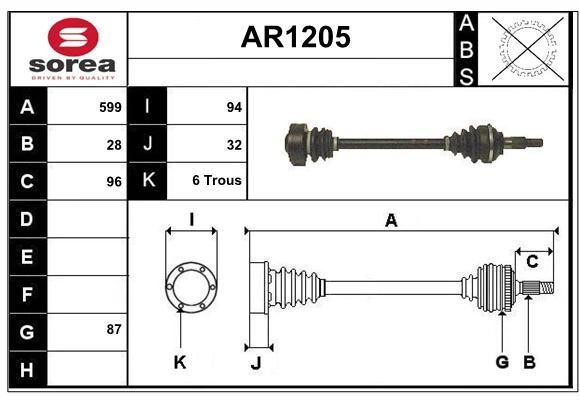 SNRA AR1205 Drive shaft AR1205