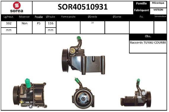 SNRA SOR40510931 Hydraulic Pump, steering system SOR40510931