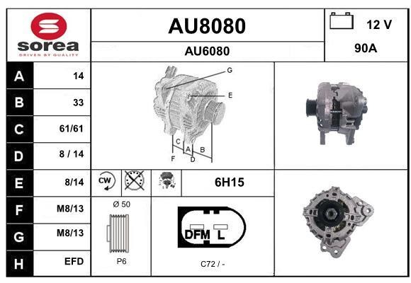 SNRA AU8080 Alternator AU8080