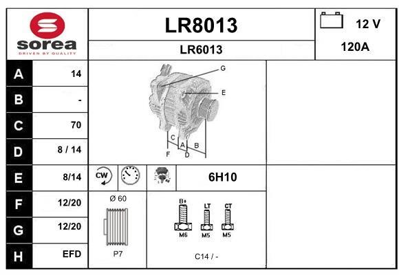 SNRA LR8013 Alternator LR8013