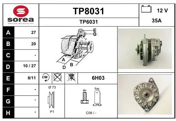 SNRA TP8031 Alternator TP8031