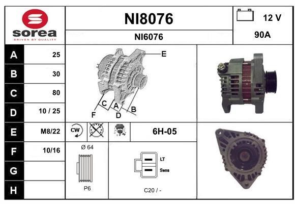 SNRA NI8076 Alternator NI8076