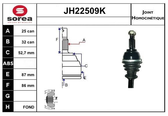 SNRA JH22509K CV joint JH22509K