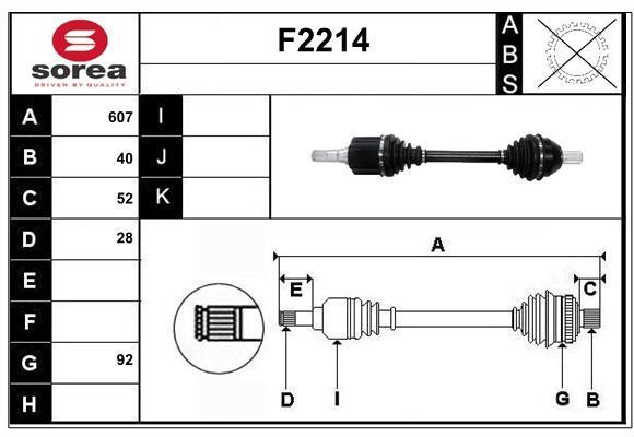 SNRA F2214 Drive shaft F2214