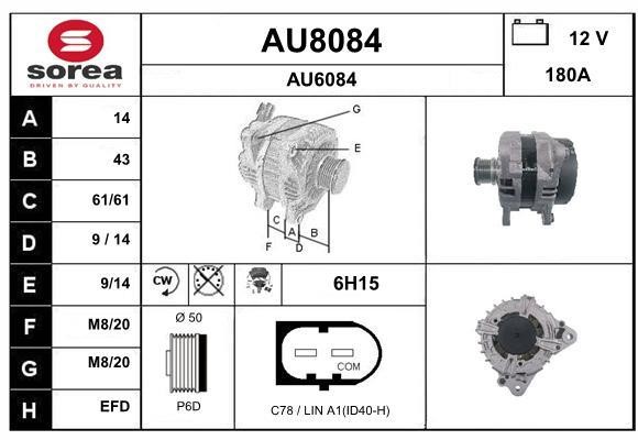 SNRA AU8084 Alternator AU8084
