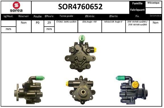 SNRA SOR4760652 Hydraulic Pump, steering system SOR4760652