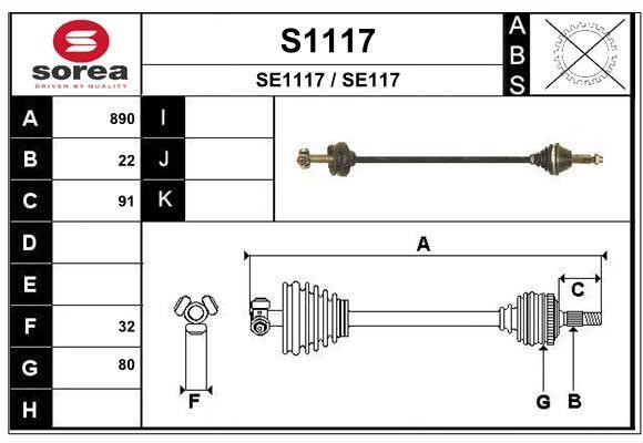 SNRA S1117 Drive Shaft S1117