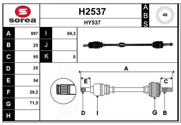 SNRA H2537 Drive shaft H2537