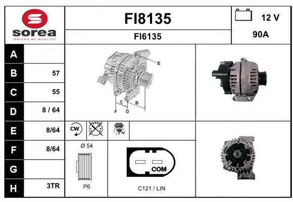 SNRA FI8135 Alternator FI8135