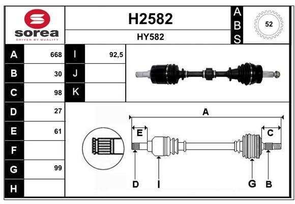 SNRA H2582 Drive shaft H2582