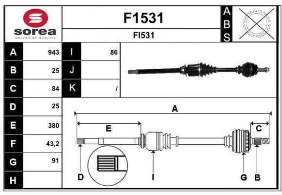 SNRA F1531 Drive shaft F1531