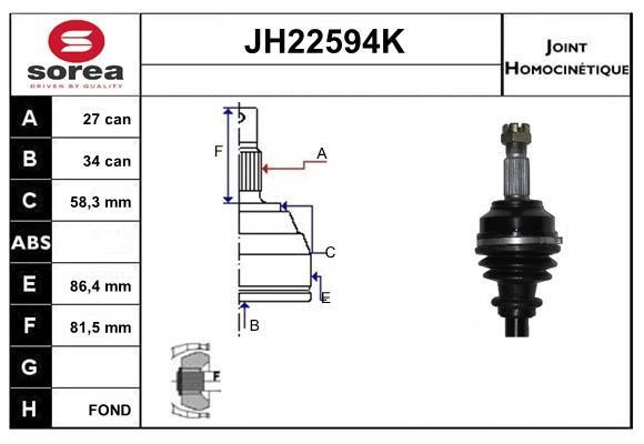SNRA JH22594K Joint Kit, drive shaft JH22594K