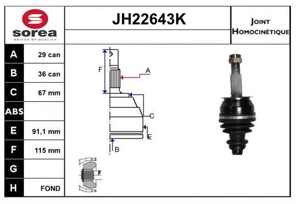 SNRA JH22643K Joint kit, drive shaft JH22643K