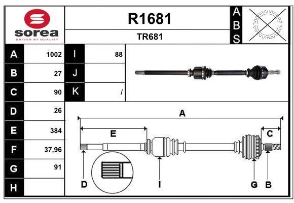 SNRA R1681 Drive shaft R1681