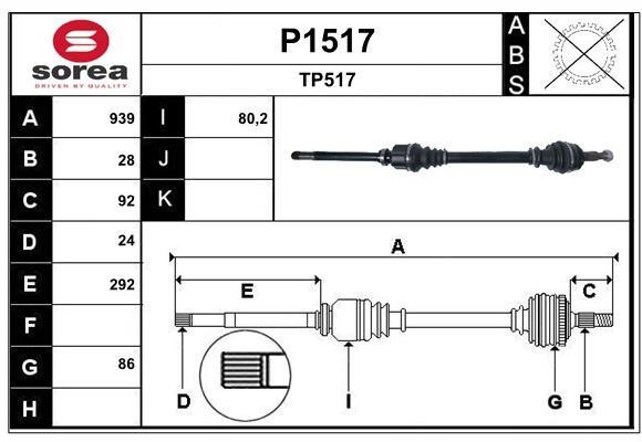 SNRA P1517 Drive shaft P1517