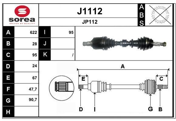 SNRA J1112 Drive shaft J1112