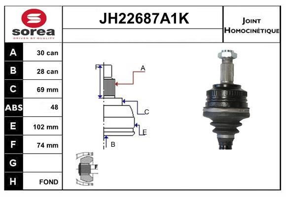 SNRA JH22687A1K Joint kit, drive shaft JH22687A1K