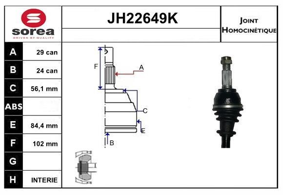 SNRA JH22649K Joint kit, drive shaft JH22649K