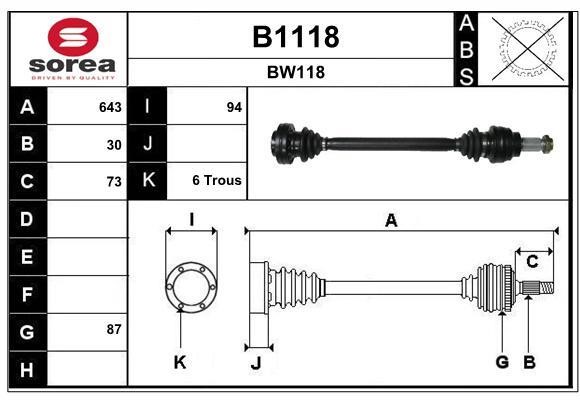 SNRA B1118 Drive shaft B1118