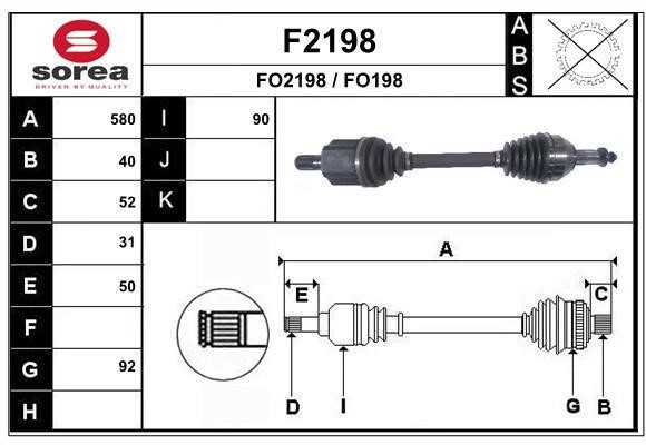 SNRA F2198 Drive shaft F2198