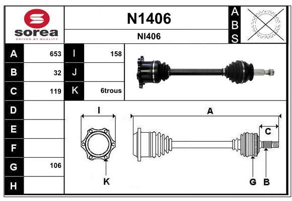 SNRA N1406 Drive shaft N1406