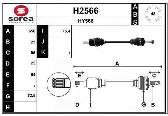 SNRA H2566 Drive shaft H2566