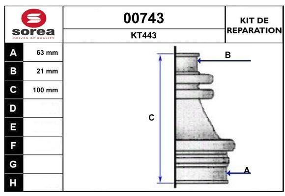 SNRA 00743 Bellow set, drive shaft 00743