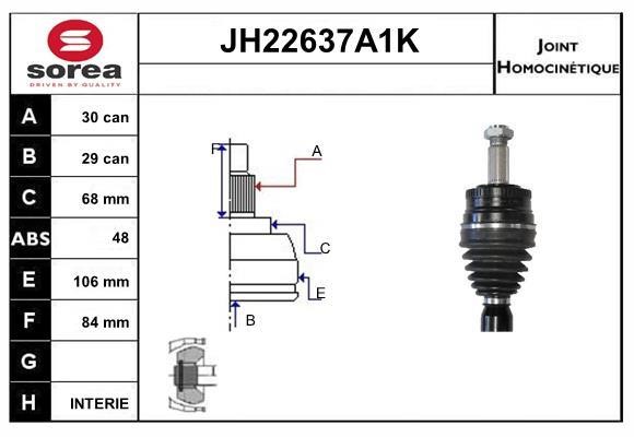 SNRA JH22637A1K Joint kit, drive shaft JH22637A1K