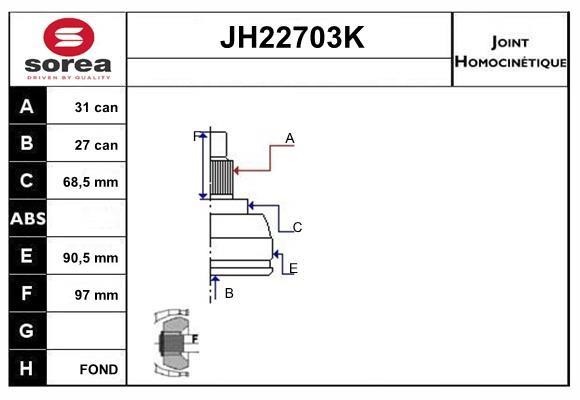 SNRA JH22703K Joint kit, drive shaft JH22703K