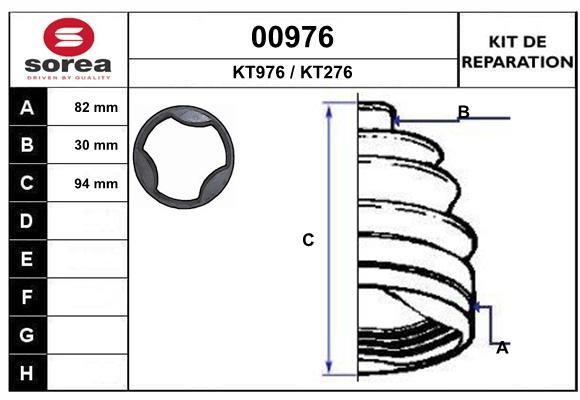 SNRA 00976 Bellow set, drive shaft 00976