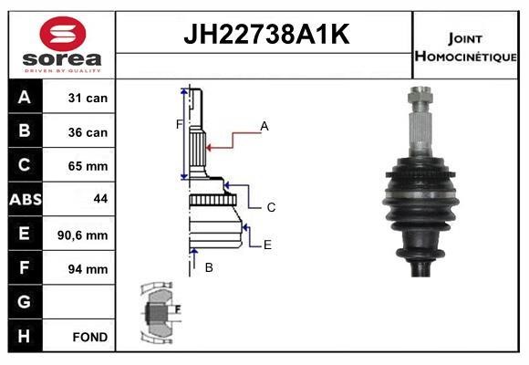 SNRA JH22738A1K Joint kit, drive shaft JH22738A1K