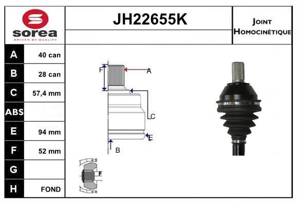SNRA JH22655K Joint kit, drive shaft JH22655K