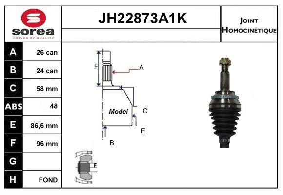 SNRA JH22873A1K Joint kit, drive shaft JH22873A1K