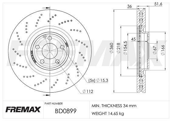 Fremax BD-0899 Front brake disc ventilated BD0899