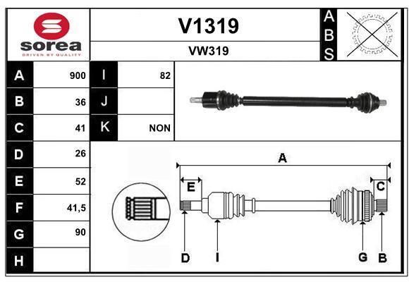 SNRA V1319 Drive shaft V1319