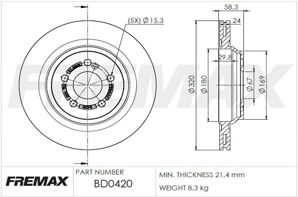 Fremax BD-0420 Rear ventilated brake disc BD0420