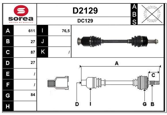 SNRA D2129 Drive shaft D2129