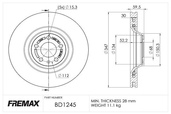 Fremax BD-1245 Front brake disc ventilated BD1245