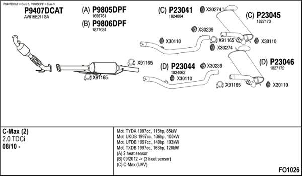 Fenno FO1026 Exhaust system FO1026