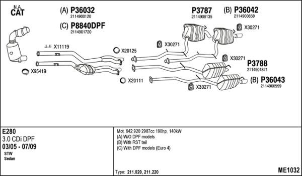 Fenno ME1032 Exhaust system ME1032