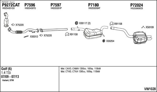 Fenno VW1028 Exhaust system VW1028